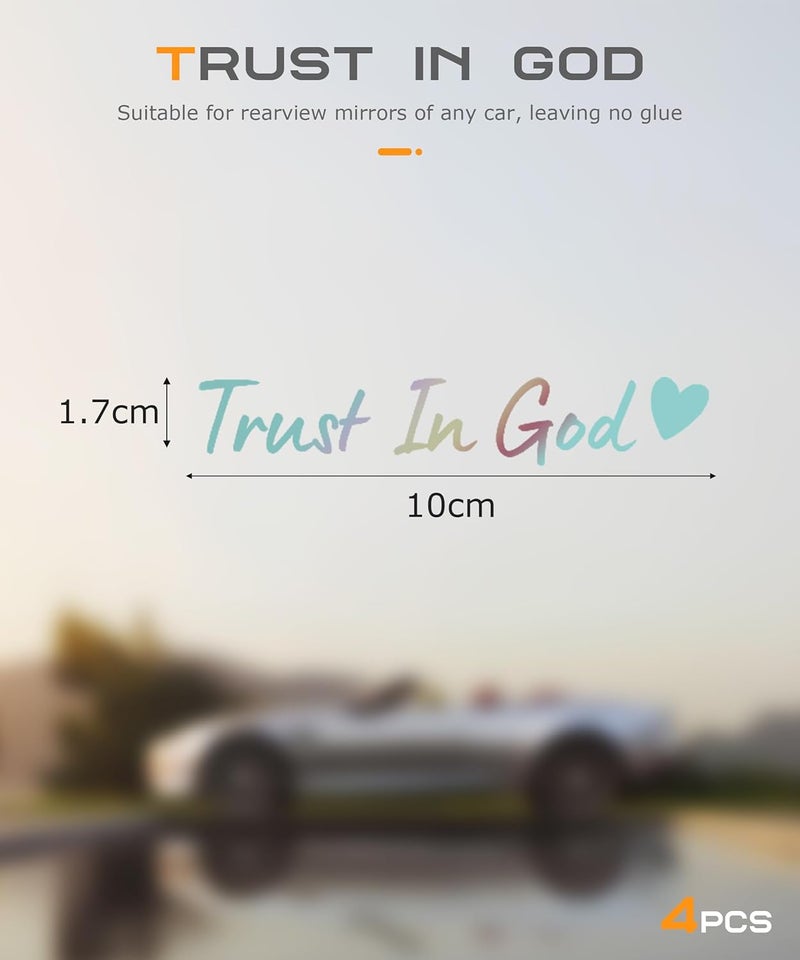 SCUARI 4PCS Car Stickers,Cars Decals,Car Accessories Trust in God Rearview Mirror Sticker,Trust in God Mirror Decals,Suitable for Most Cars, Trucks, Motorcycles, SUVs (Colorful) - Image 2